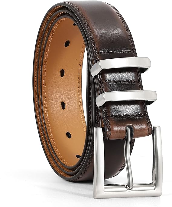 VONMELLI Men's Belts, Adjustable Work Dress Leather Belt for Men, Mens Belt For Jeans Suits With Single Prong Buckle